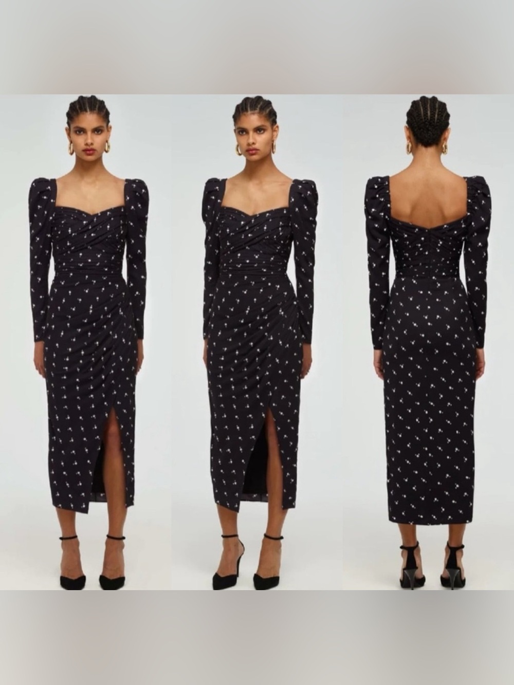 Self portrait polka dot puff sleeve dress in black size 2 - Picture 1 of 9